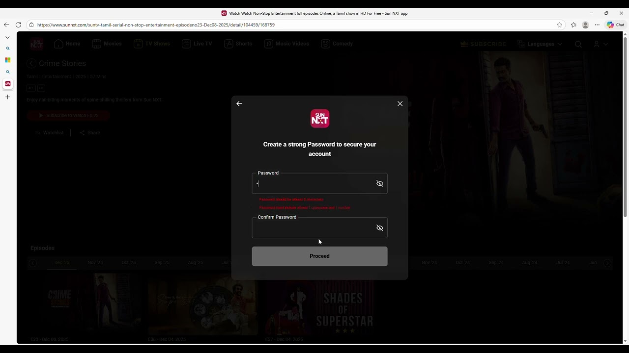 Watch Sunnxt reset password failure
