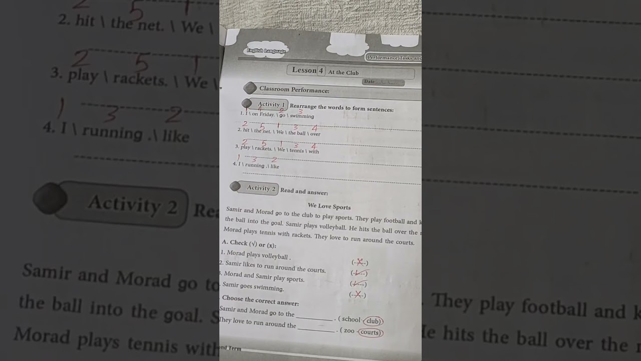 حل صفحة 26 و 27 حل أسئلة lessons 3, 4 فى unit 3  من كتاب التقييمات والمهام للصف الثاني ترم ثاني 