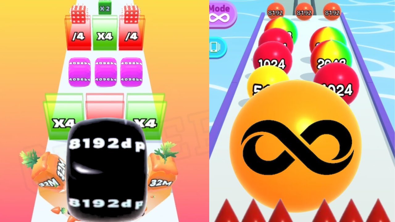 [New High Score 8192DP] Jelly Run 2048 Infinity Mode Challenge vs Ball Run 2048 Infinity