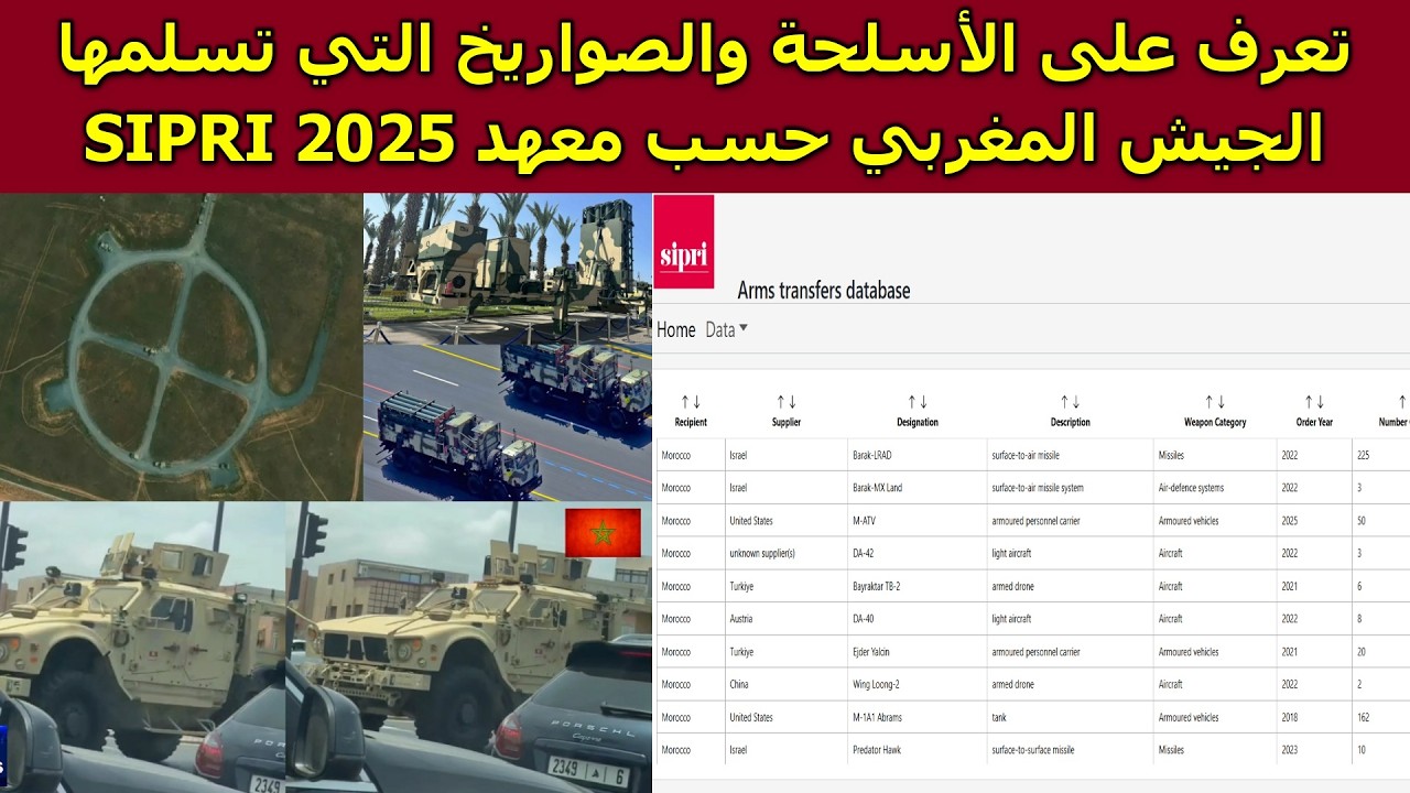 تعرف على الأسلحة والصواريخ التي تسلمها الجيش المغربي في سنة 2025 حسب معهد SIPRI