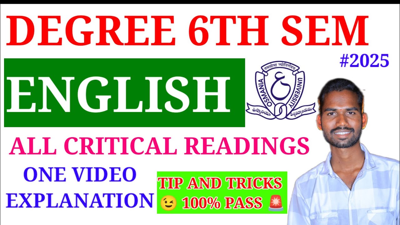 DEGREE 6TH SEM ENGLISH ALL CRITICAL READINGS EXPLANATION 🚨💯 PASS DEGREE||ENGLISH||CRITICAL READINGS