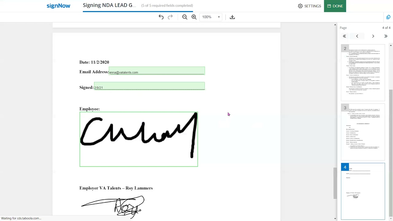 How to Sign the NDA