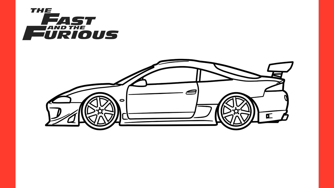 How to draw a MITSUBISHI ECLIPSE from Fast and Furious step by step / drawing Paul Walker's car