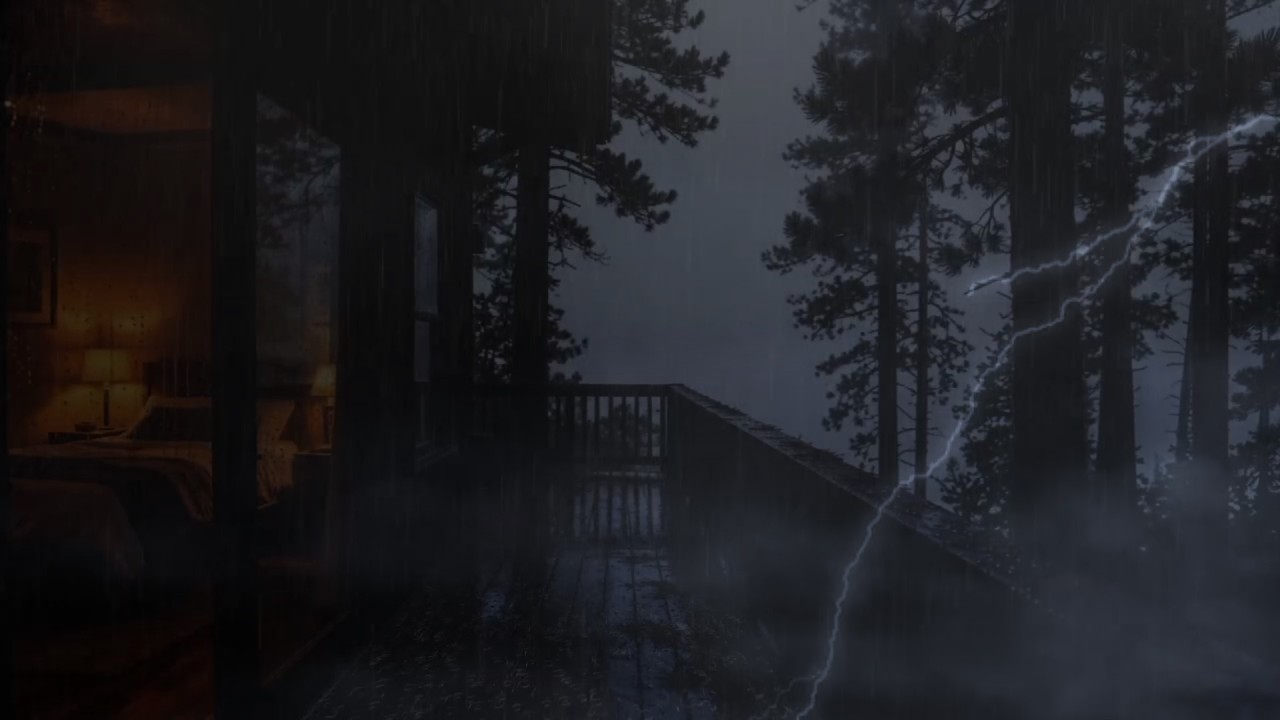 Deep Sleep in a Rainy Cabin 🌧 Heavy Rain & Soft Thunder Sounds for Relaxation