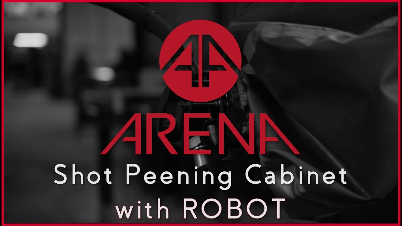 Shot peening cabinet with collaborative robot