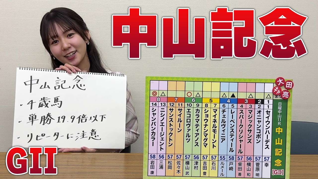 【中山記念】冨田有紀アナのチョイ足しキーワード『4歳馬、単勝19.9倍以下、リピーターに注意』