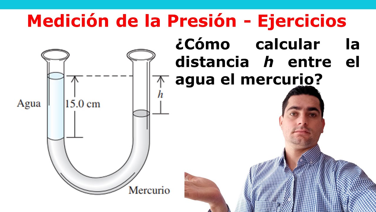 Calcular la distacia h - Ejercicio resuelto manómetros abierto en U