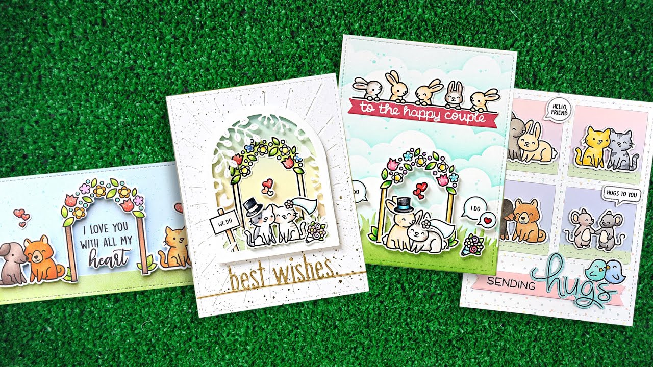 Intro to Happy Couples & Best Wishes Line Border + 4 cards from start to finish