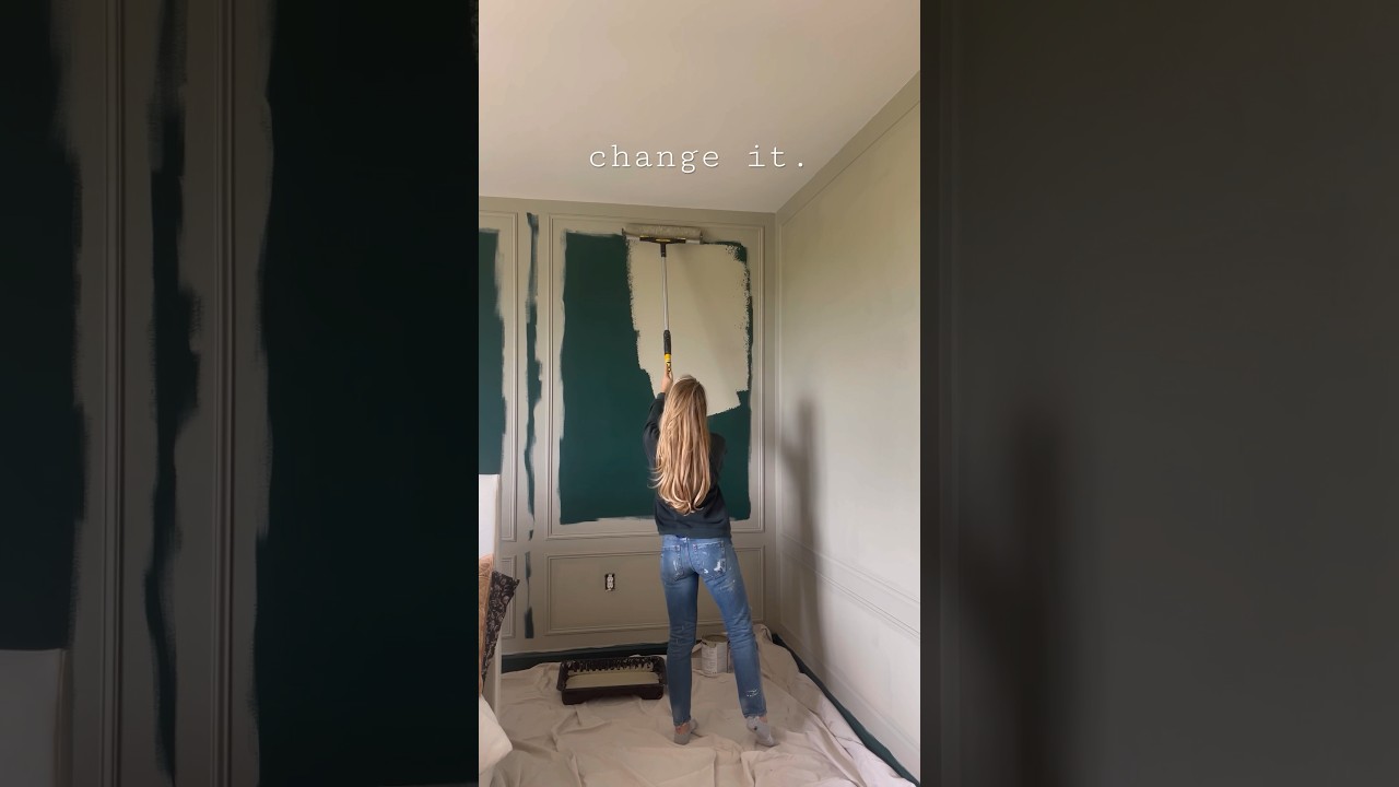 Out with the dark, moody green, in with the&hellip;greenish. #bedroommakeover #diyprojects
