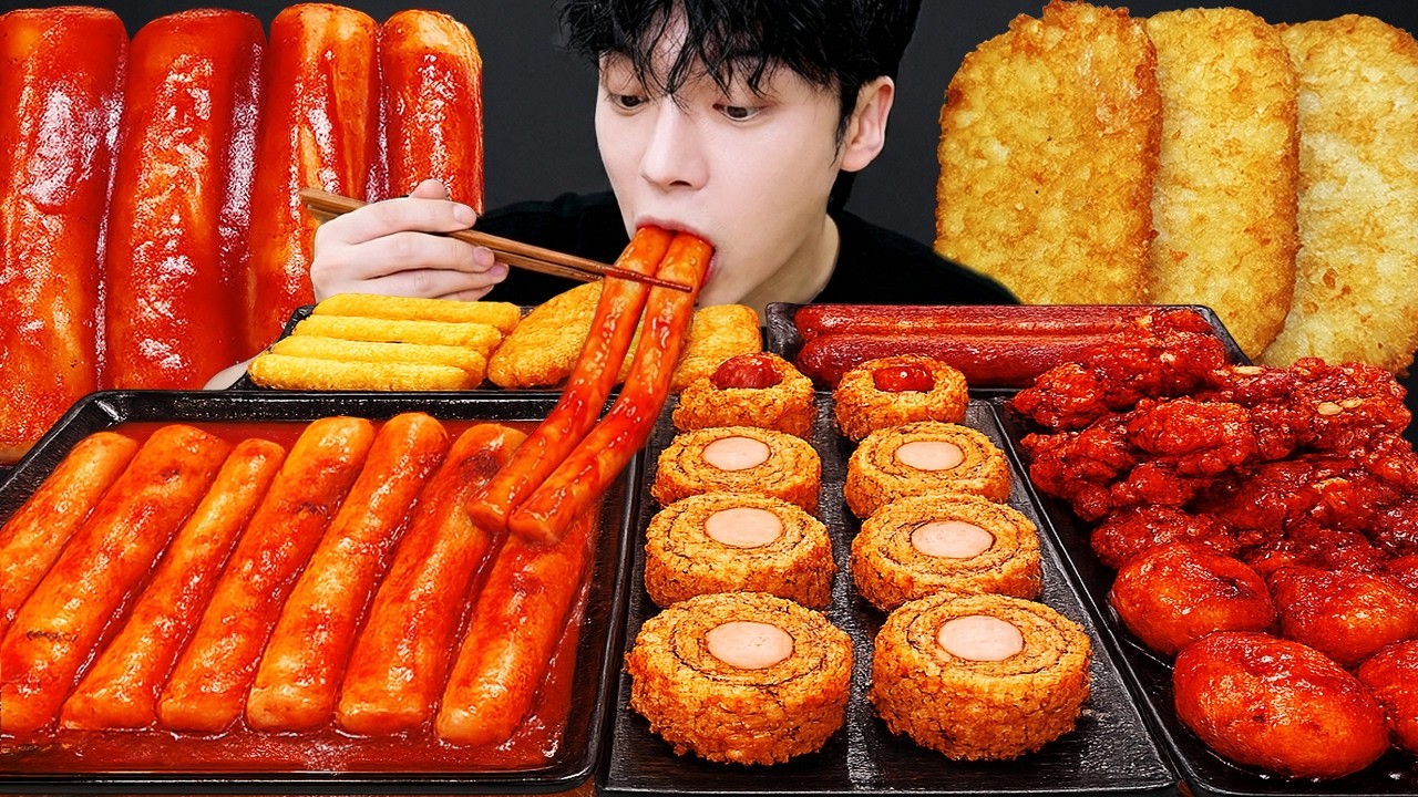 ASMR MUKBANG | Хрустящая жареная курица,острая лапша,рецепт сырных шариков! есть