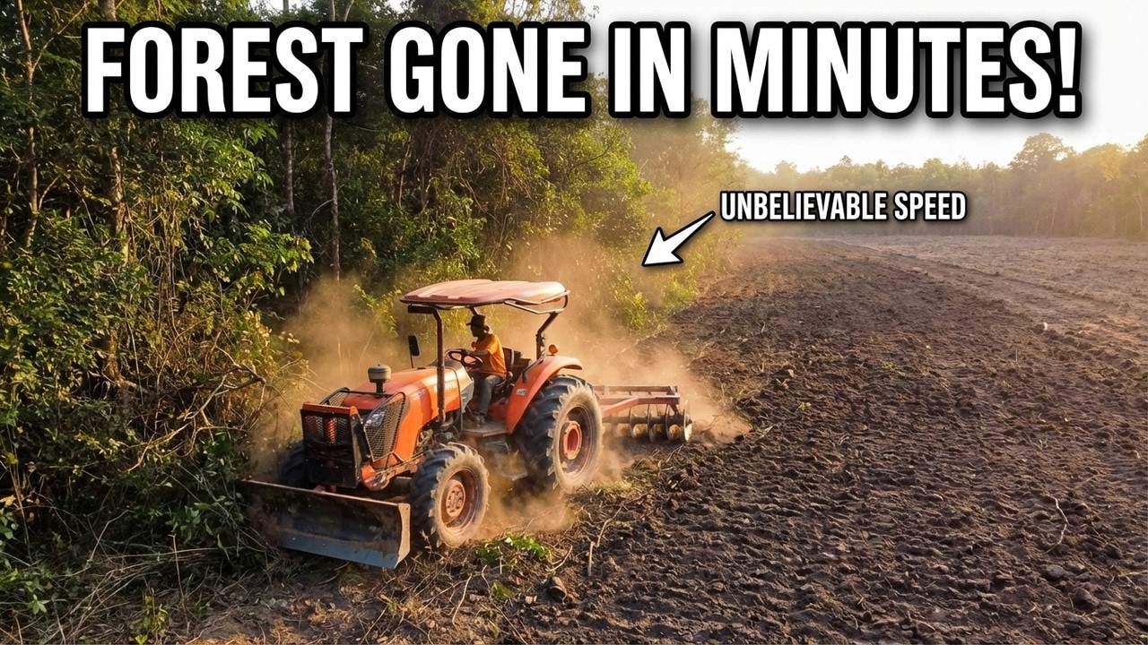 See Kubota M104 Tractor Destroying Forest Super Fast 🌳💥