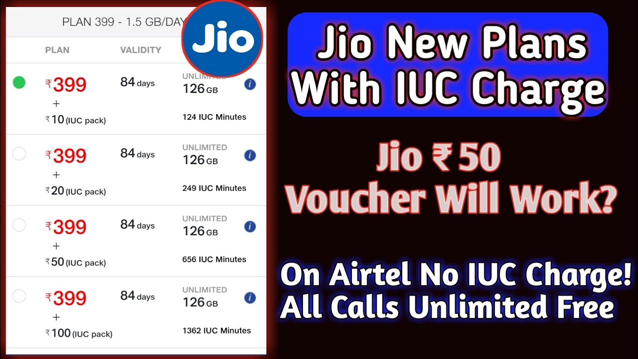 Jio New Plans || How To Recharge IUC Top-Up || Airtel Unlimited Free Calls
