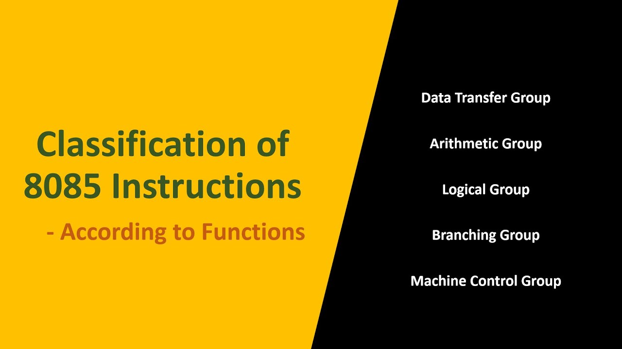 Classification of 8085 instructions according to functions