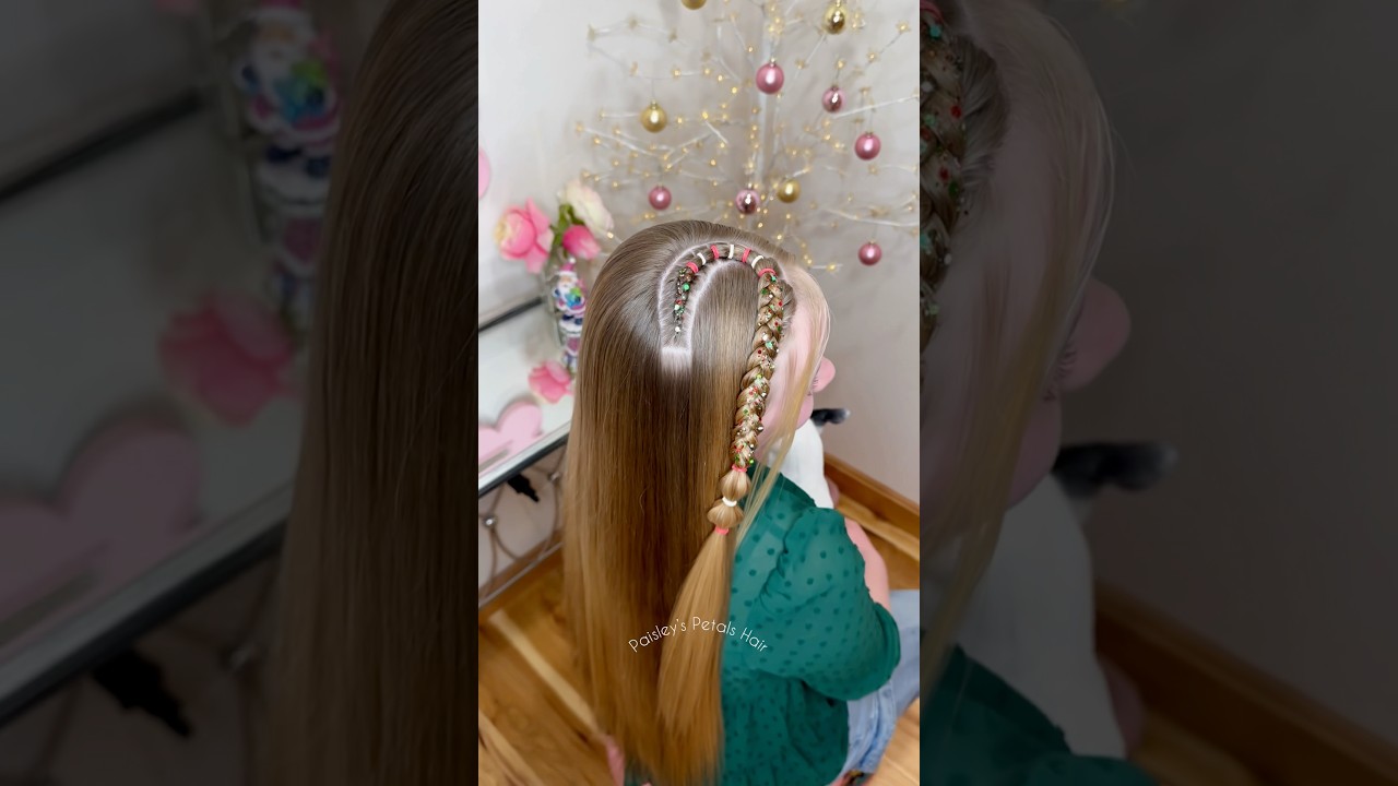 Candy cane hairstyle! 🎄 #candycane #christmas #hairtutorial #braids #hairstyles #cute #blonde