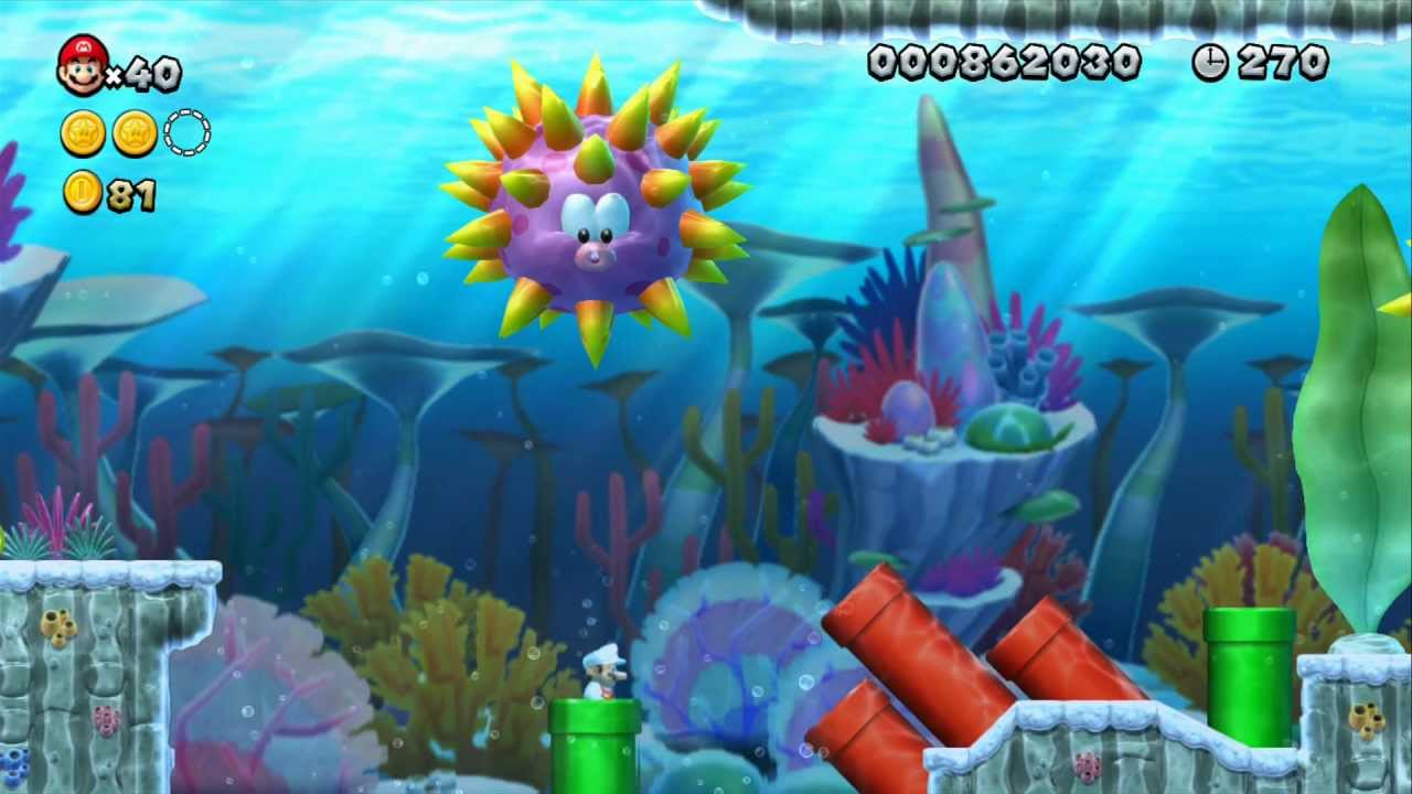 New Super Mario Bros. U 100% Walkthrough Part 5 - Sparkling Waters (3-1, 3-2, 3-T, 3-G, 3-S)