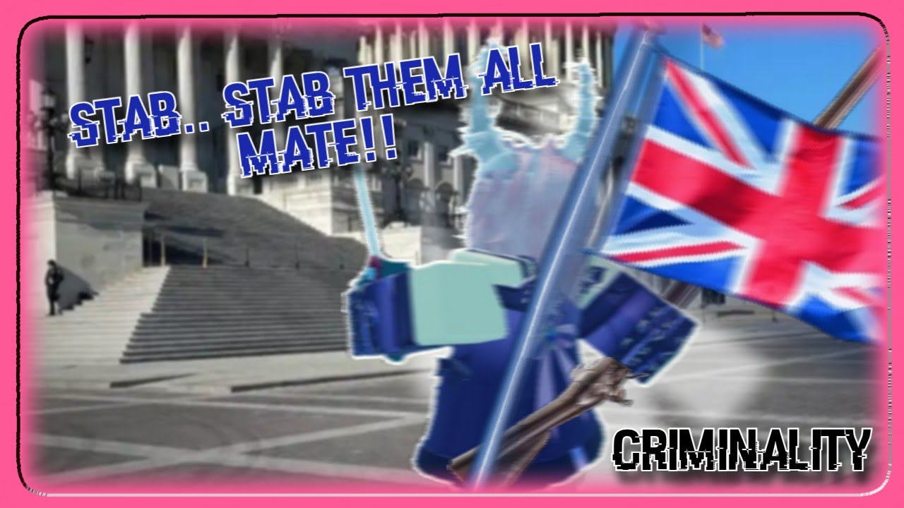 Infiltrating the Americans during 4th July as a wannabe British and stabbing them Criminality Roblox