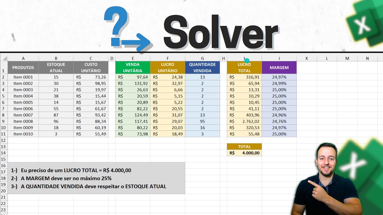 SOLVER no Excel | Como utilizar a ferramenta com Exemplos Práticos
