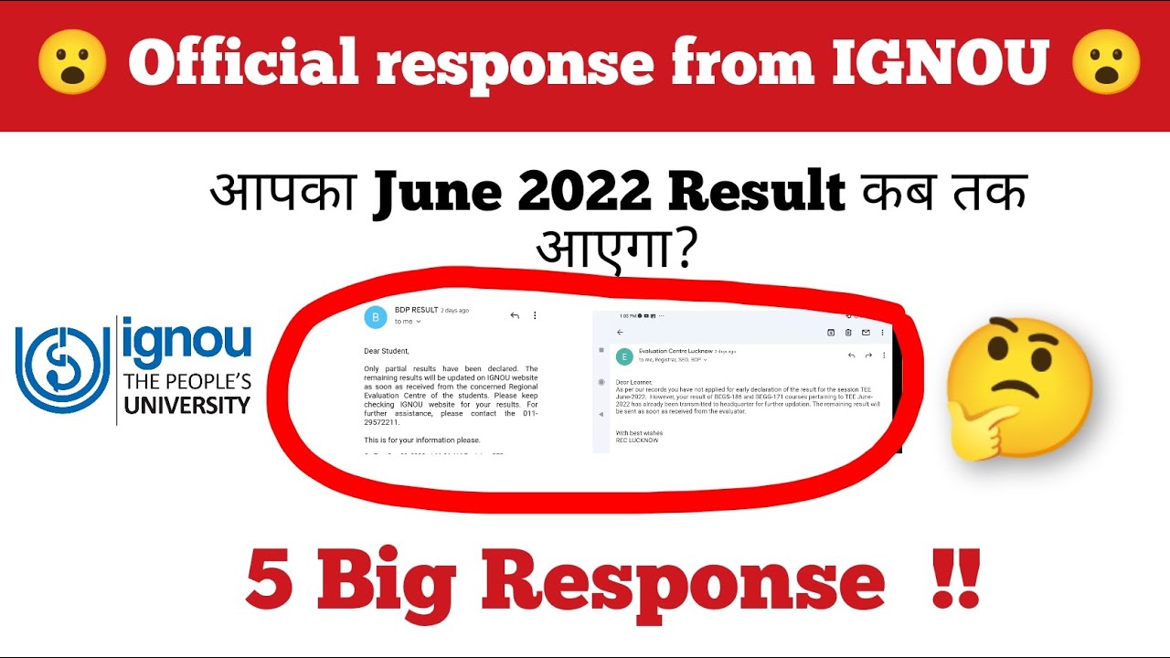 🤔 IGNOU official response for June 2022 result 🤔 important video for all students.
