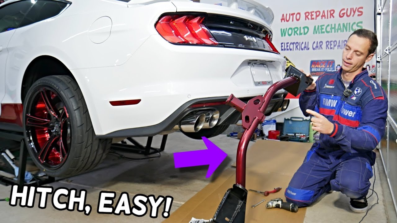 HOW TO INSTALL TRAILER HITCH ON FORD MUSTANG 6G GT ECOBOOST 2015 2016 2017 2018 2019 2020 2021 2022