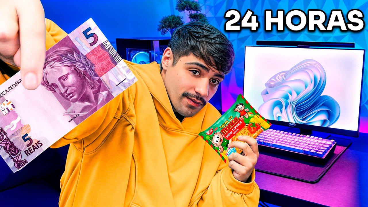 Um Gamer Passando 24 HORAS com 5 REAIS (Passei Fome?)