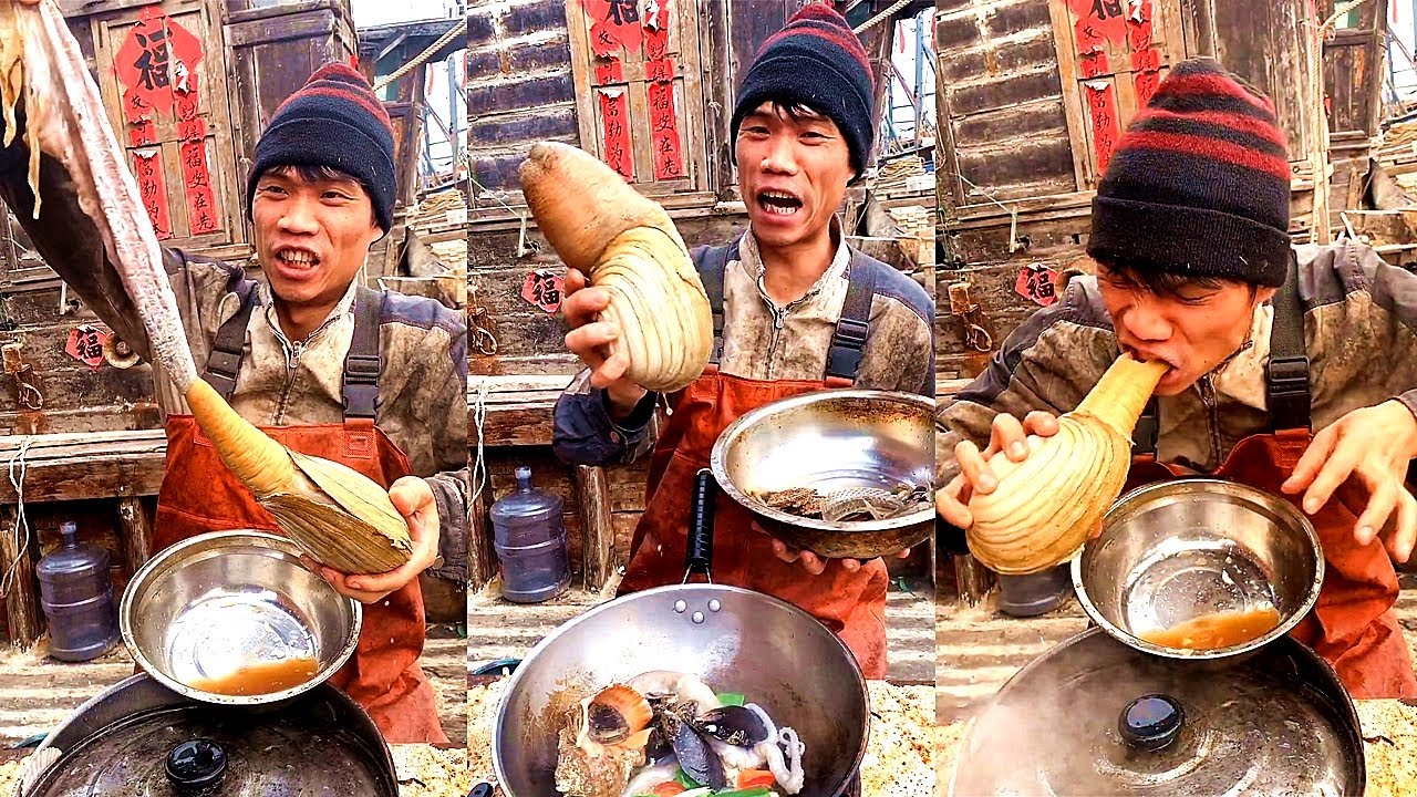 Fishermen eating seafood dinners are too delicious 666 help you stir-fry seafood to broadcast 91