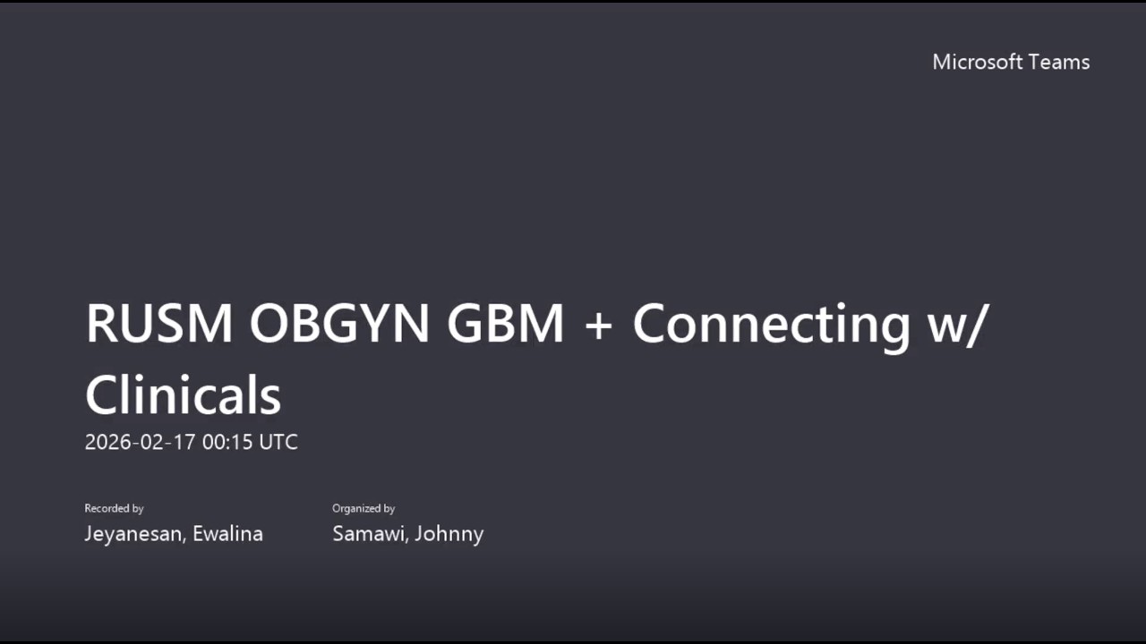Connecting with Clinicals - OBGYN