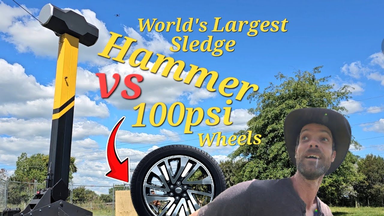 World's Largest Sledge Hammer vs 100psi Car Wheels