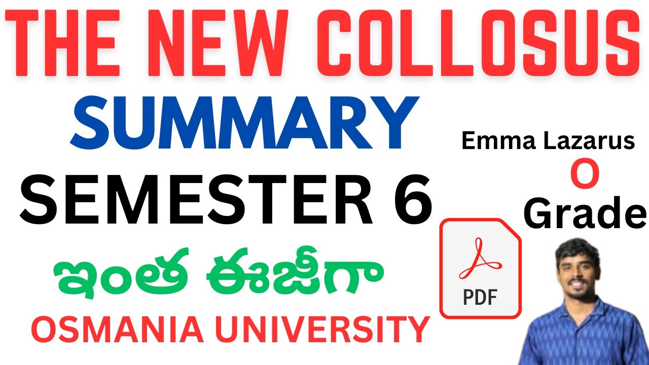 the new colossus summary by Emma Lazarus degree 6th semester English