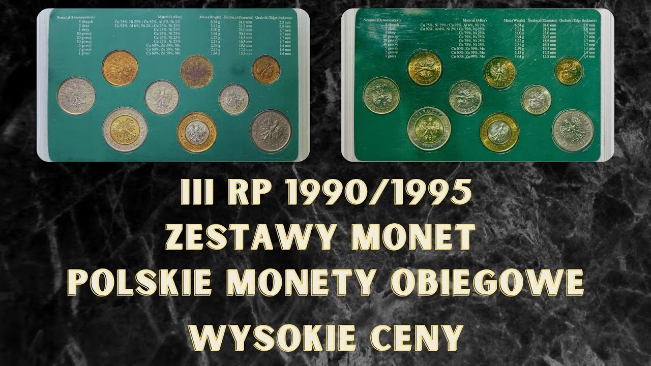 III RP 1990/1995 zestawy monet, polskie monety obiegowe. Wysokie ceny