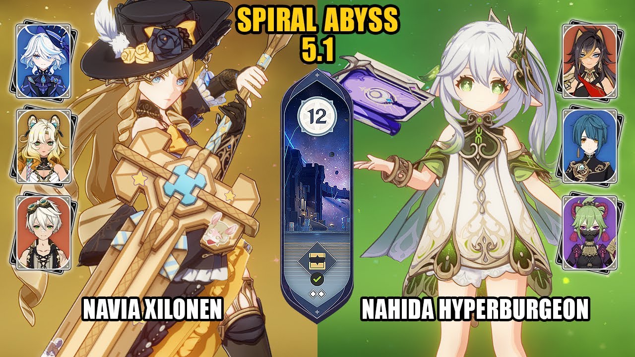 (F2P) Navia Xilonen & Nahida Hyperburgeon | Spiral Abyss 5.1 - Floor 12 | Genshin Impact