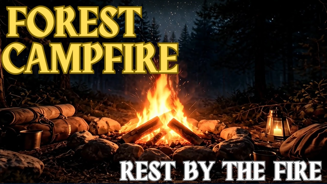 Forest Campfire at Night 🔥 Cozy Nature Ambience for Study, Relax & Sleep