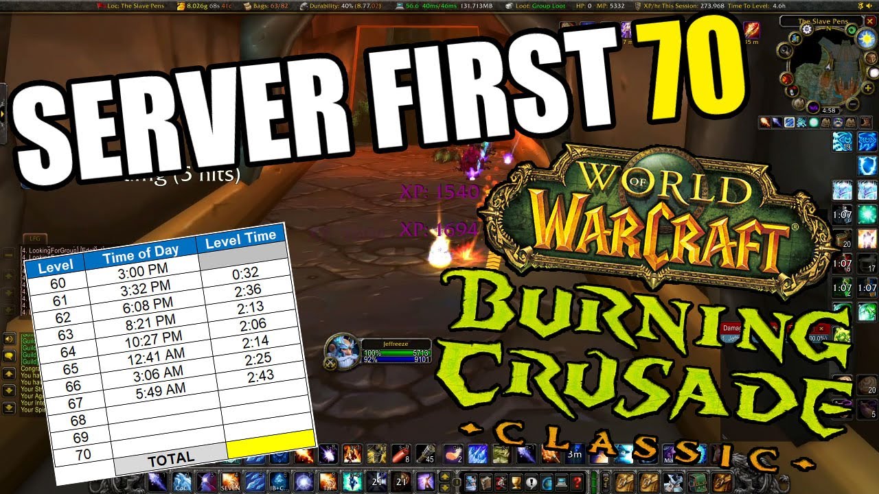 Classic Wow TBC - Server First Level 70