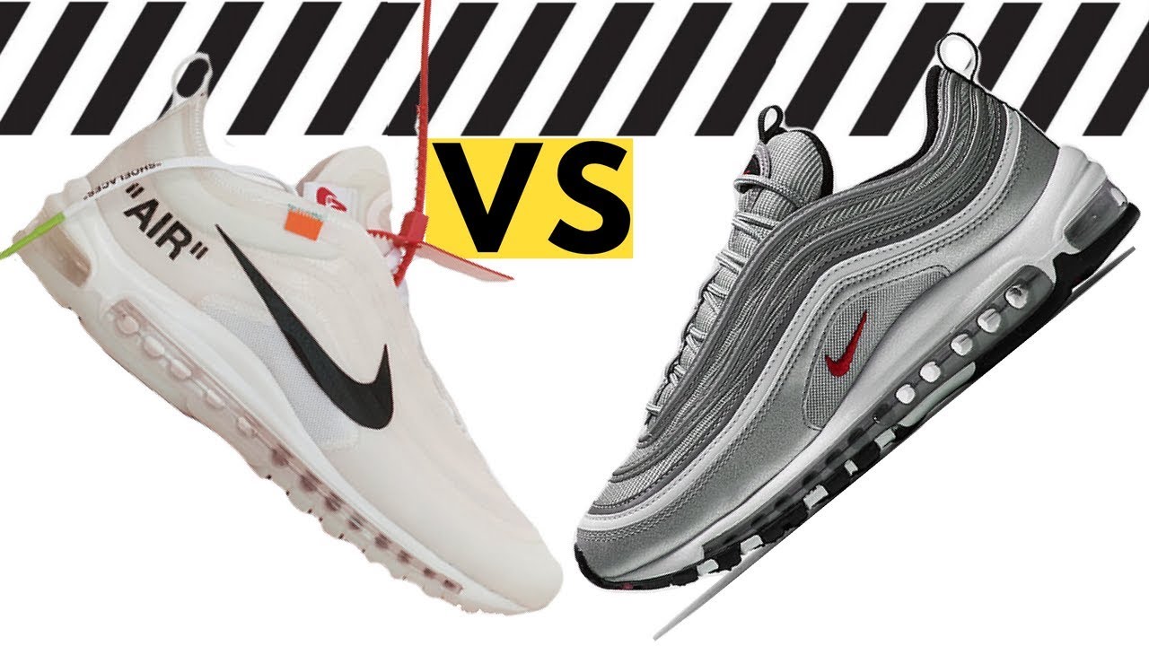 Off White Nike Air Max 97 comparison Air Max 97 Silver Bullet - Off White Virgil Abloh Nike The Ten