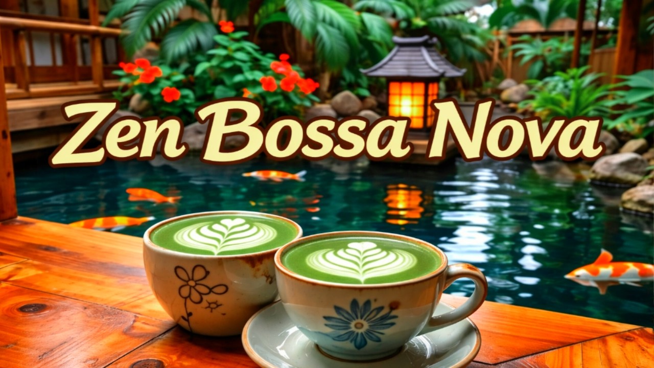 Peaceful Bossa Nova Café 🌿 Relaxing Jazz Instrumental & Koi Pond Ambience