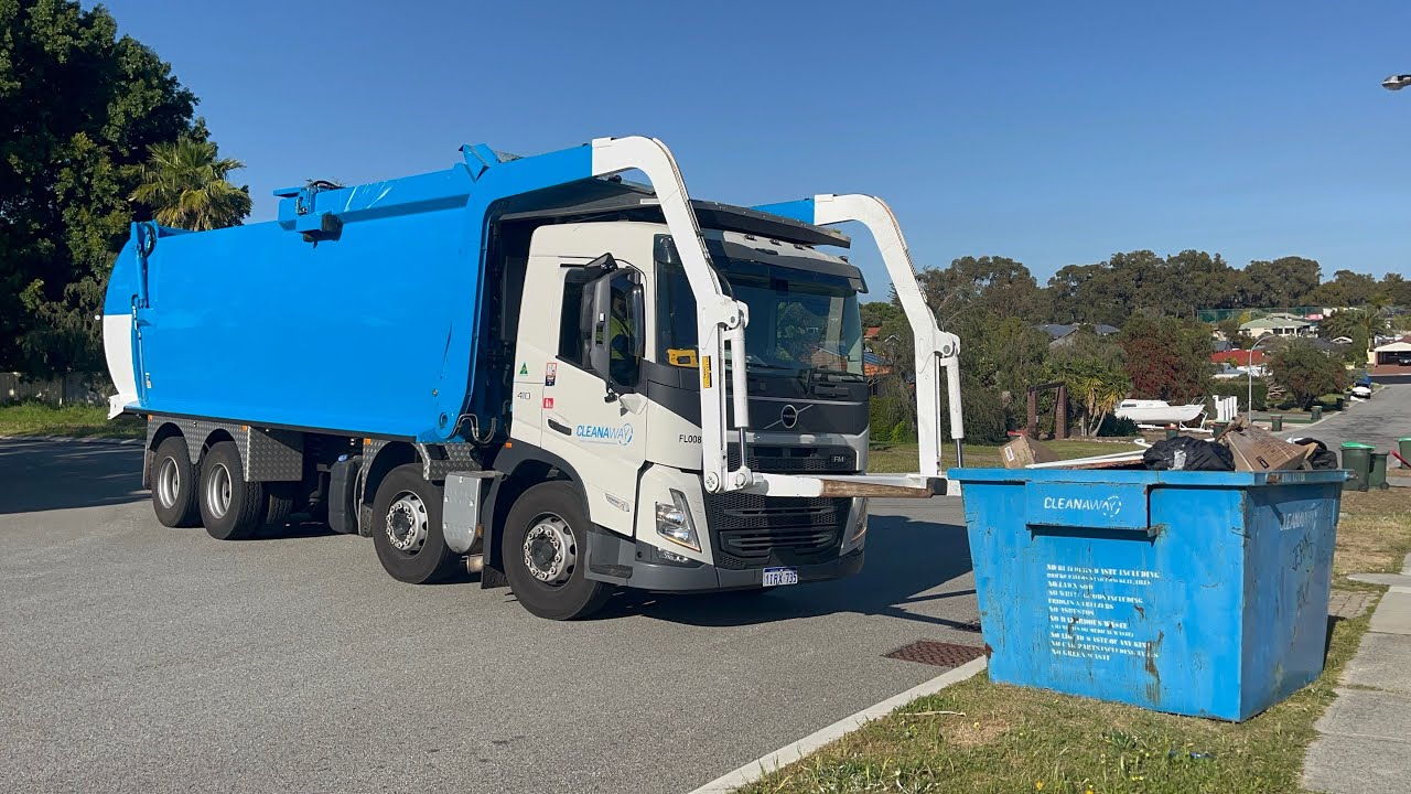 Cleanaways brand new front loader on Joondalup bulk bins 