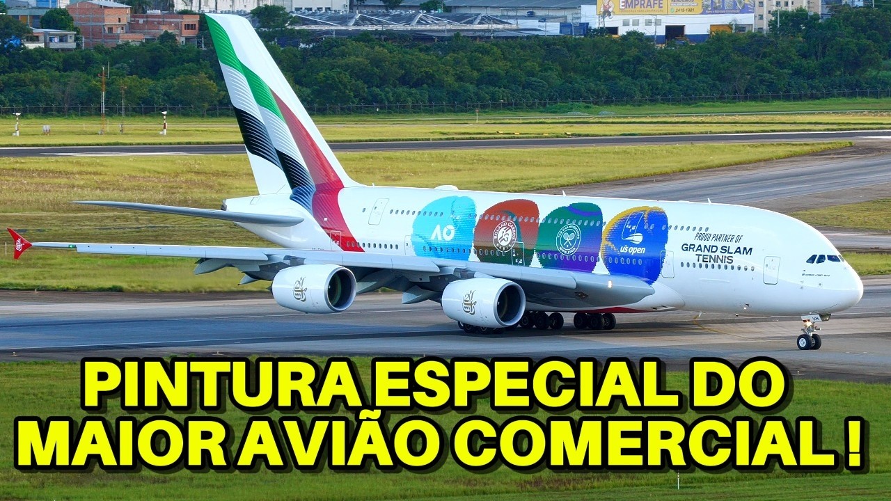 A380 DA EMIRATES CHEGA AO BRASIL COM PINTURA IMPRESSIONANTE EM GUARULHOS