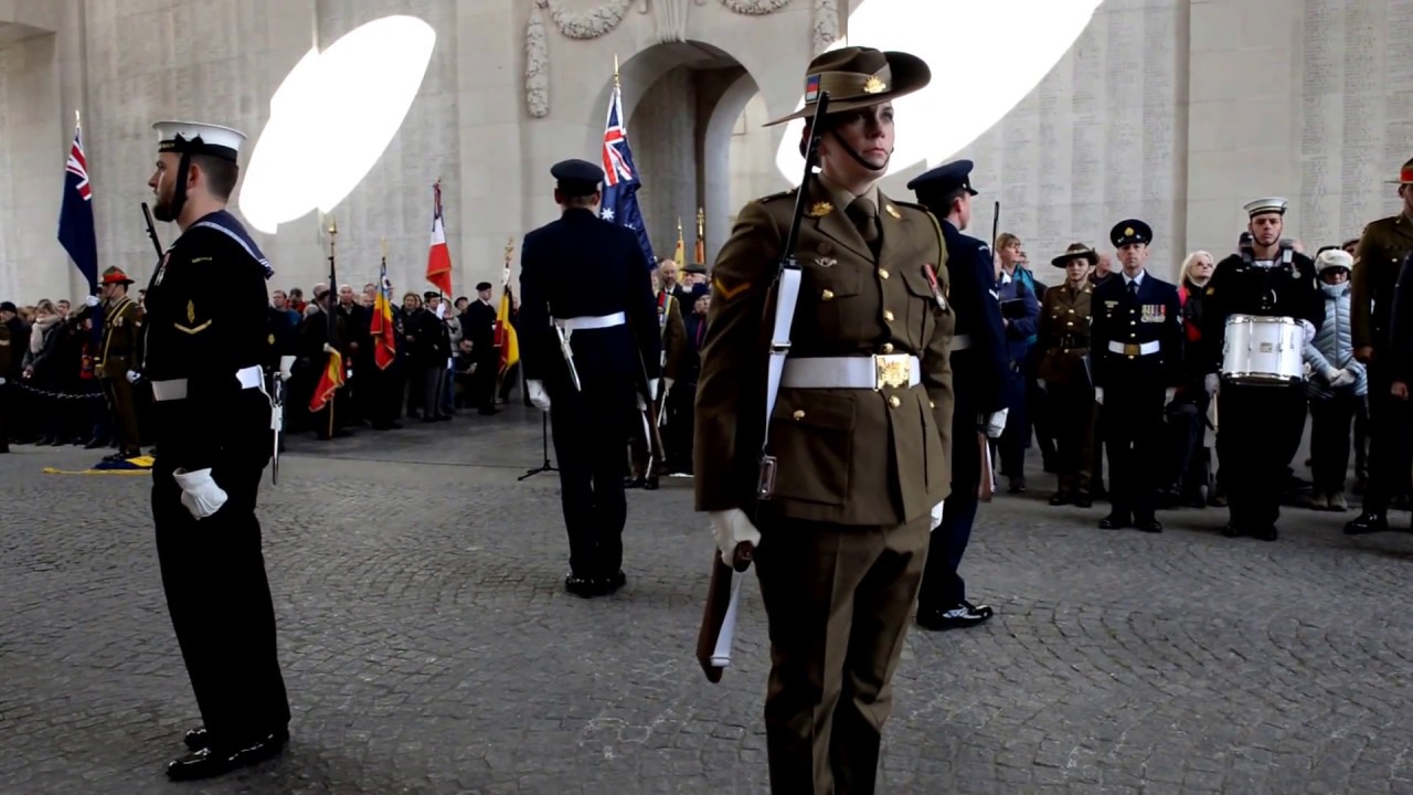 Anzac Day 2017 - Menin Gate Ypres - Last Post - Bagpipe, Flowers of the forest.  (Day Ceremony)