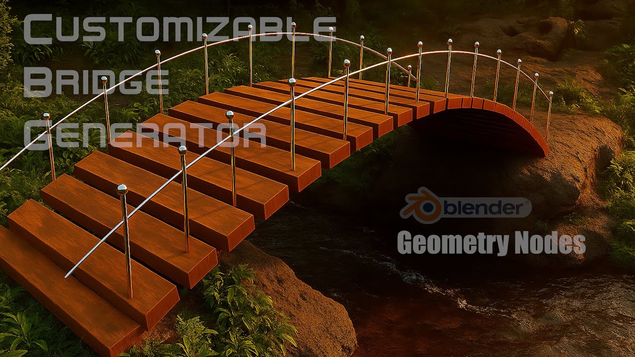 Customizable Bridge Generator Using Geometry Nodes - Blender Tutorial