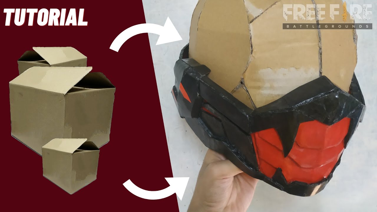 [Free Fire] How to make Cobra Mask DIY cardboard crafts || コブラマスクDIY段ボール工芸品の作り方