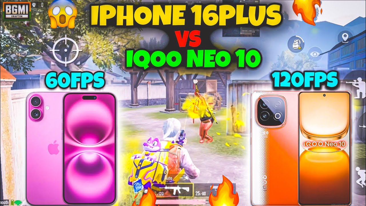 🔴IQOO 10 VS IPHONE 16PLUS 💥 120FPS VS 60FPS||SUBSCRIBER CHALLENGE 1V1🥶