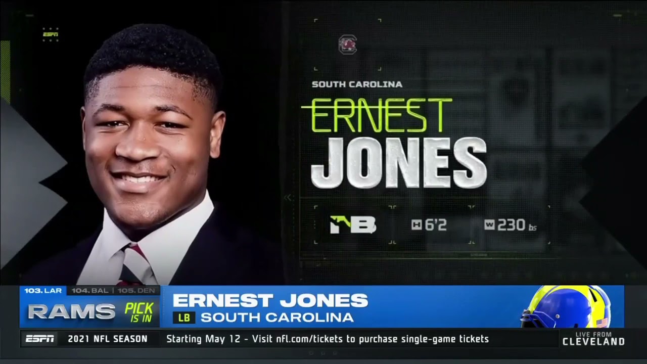 LA Rams select South Carolina LB Ernest Jones with 103rd pick | 2021 NFL Draft