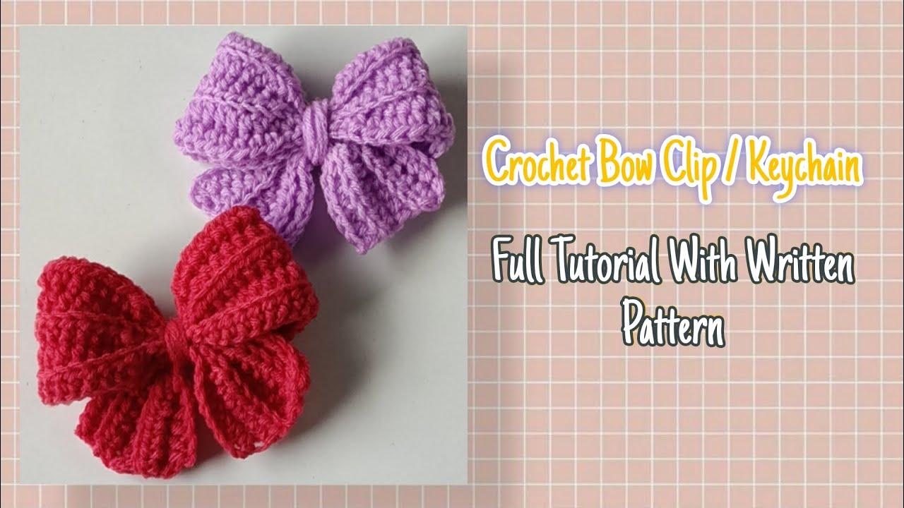 Crochet Bow Hair Clip Tutorial For Beginners #crochet #crochetbow #crochettutorialforbeginners