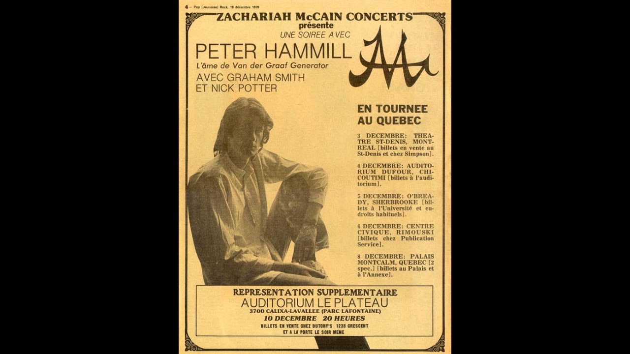 Peter Hammil, Graham Smith, Nick Potter - Live at Montreal 03 12 1978