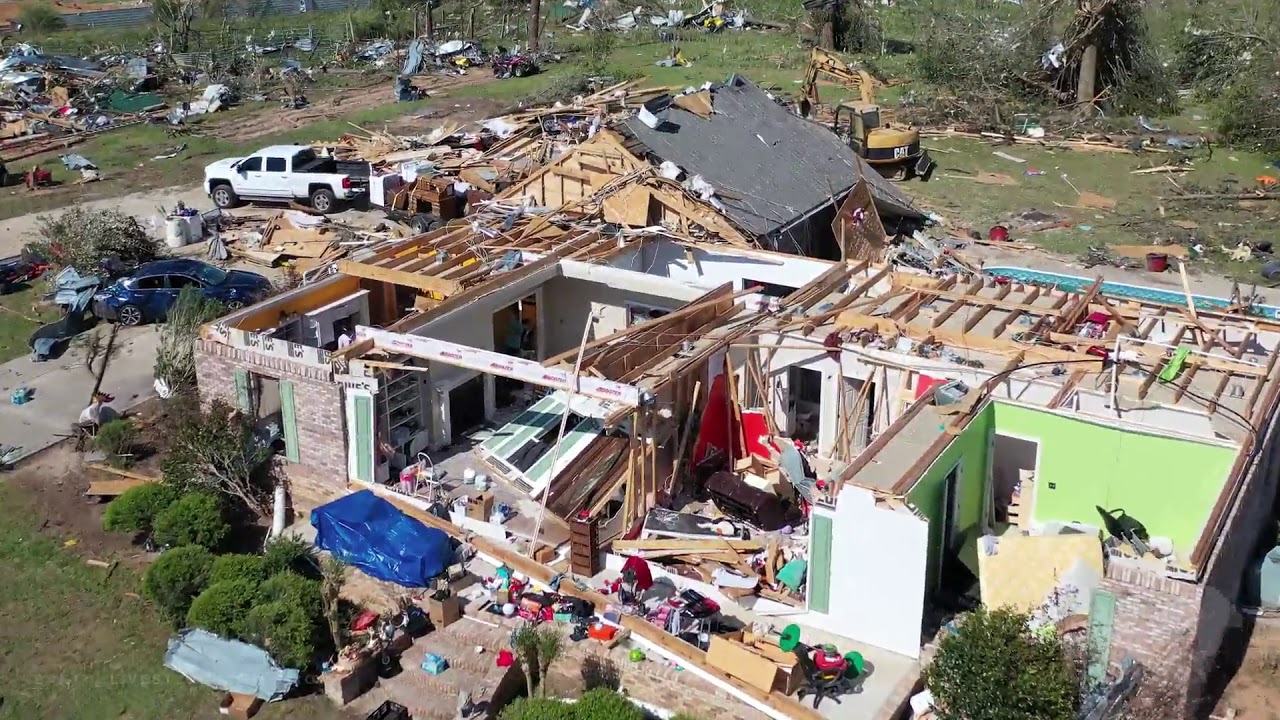 4-14-2020 Collins, Ms Tornado damage from EF4 long track wedge, drone shots of destruction