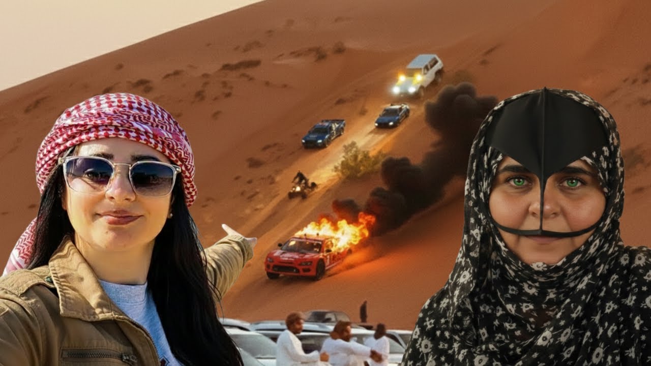 اخطر عرض سيارات في الصحراء شفته بحياتي (احترقت السيارة قدامنا) ... فلوق صحراء #بدية 🇴🇲