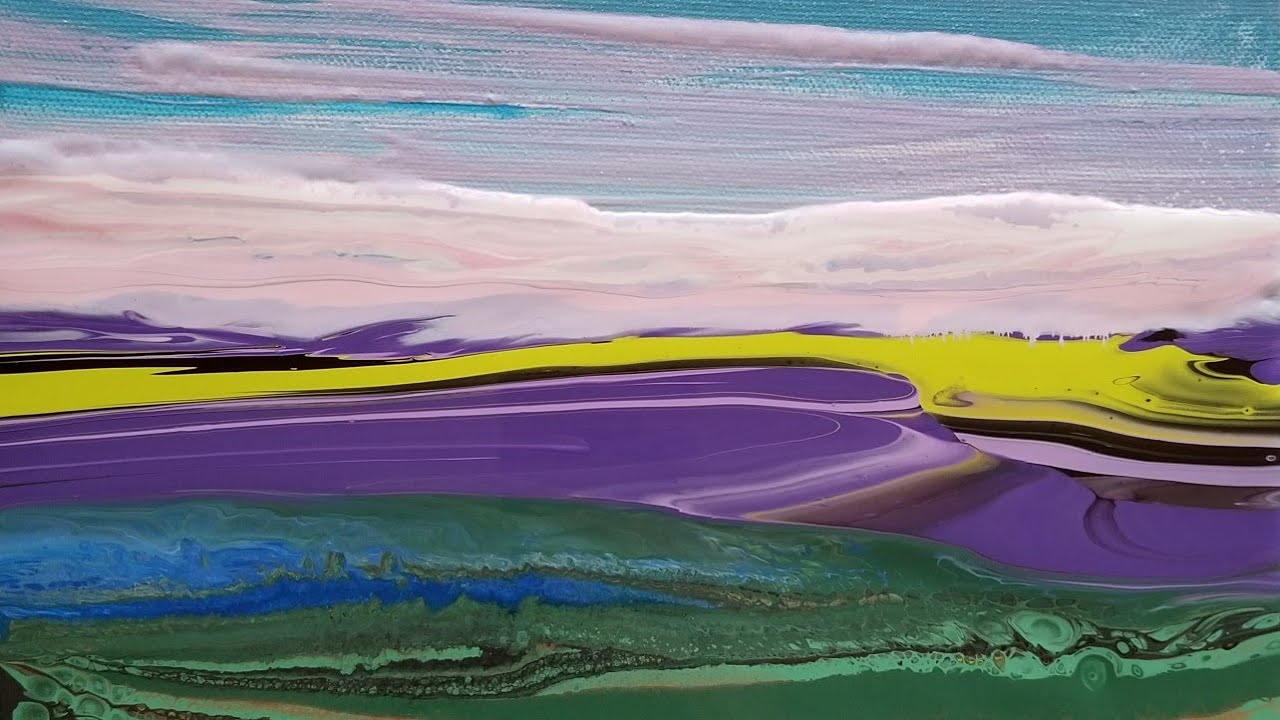 (134) ACRYLIC POURING - LANDSCAPE Ribbon Pour and Swipe - Another Wild Ride!