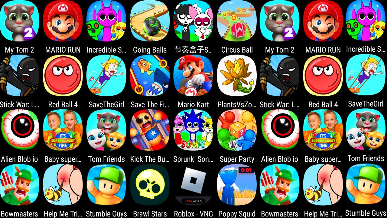 Save The Girl,Save The Fish,Sprunki Sonic Mod,Tom Friends,Super Party,Poppy Squid,Red Ball 4,Roblox.
