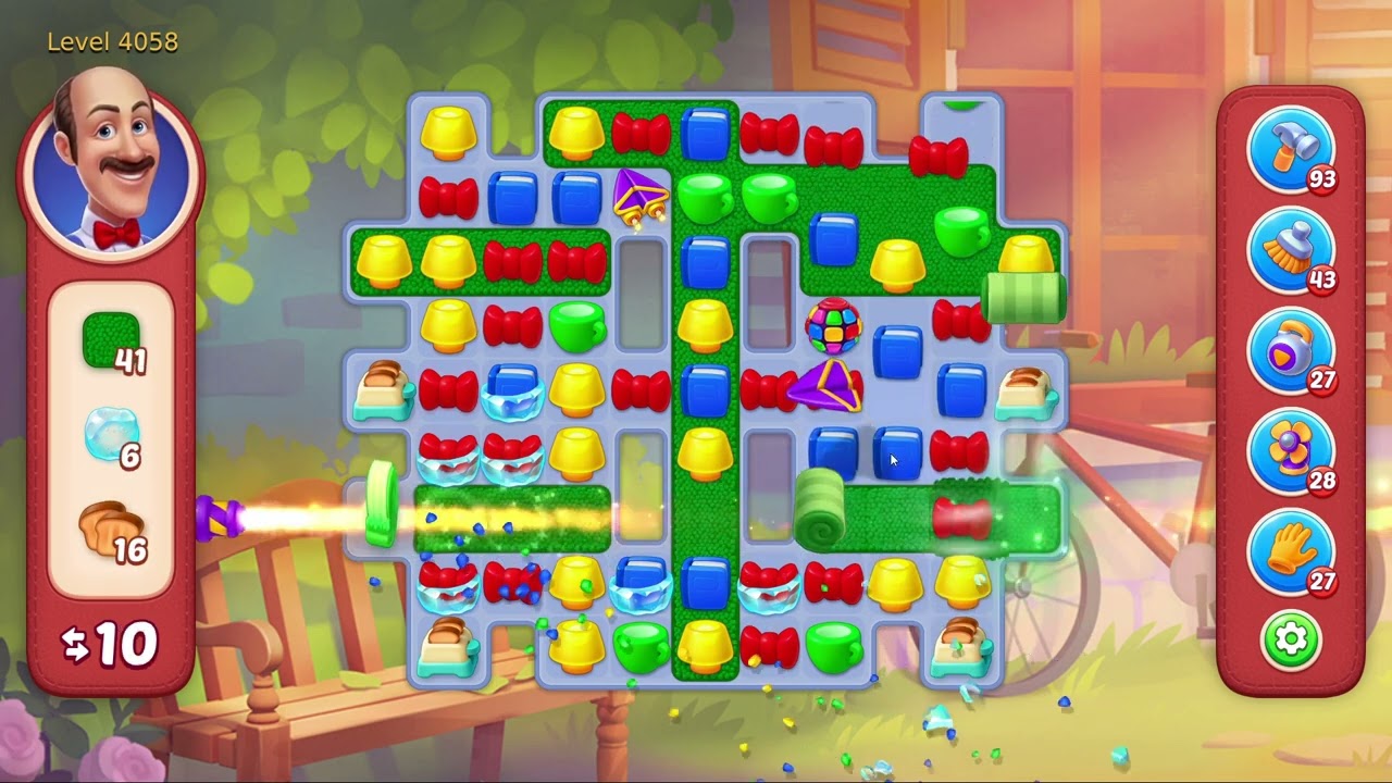 Homescapes Level 4058 - 16 Moves - No Boosters