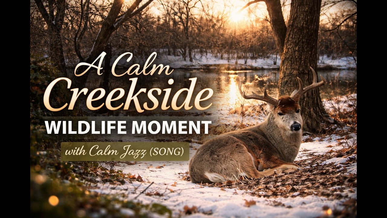 A Calm Winter Creekside Wildlife Moment with Calm Jazz (SONG)
