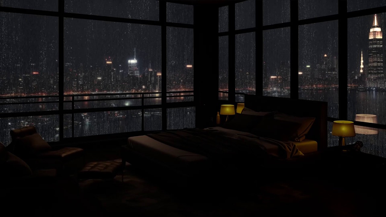 A Luxurious New York City Apartment On A Rainy Night 🌧️🏙️ The Sound Of Rain Helps You Deep Sleep